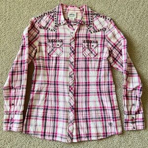 Ariat Button Down - Pink Plaid - Size Small
